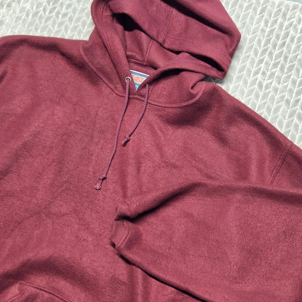 Vintage Fast Solar Fleece Hoodie Mens XL Maroon Pullover Midweight Taiwan